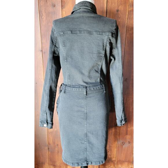 Belted Western Dress Women US 10 UK 14 Charcoal Grey Bodycon ASOS Parisian Tall - Picture 10 of 16